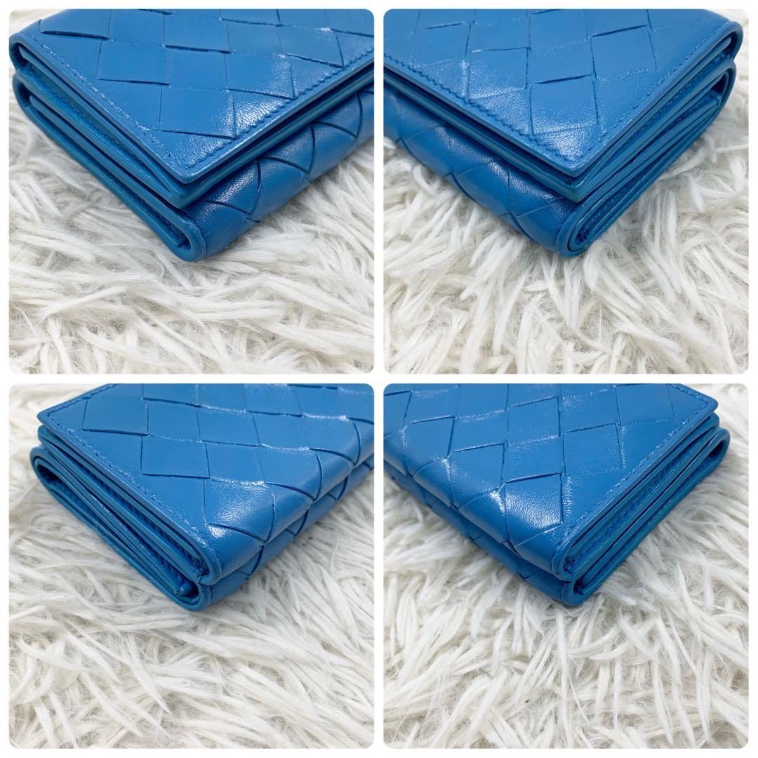 【✨美品✨】ボッテガヴェネタ 三つ折り財布 マキシイントレチャート ブルー