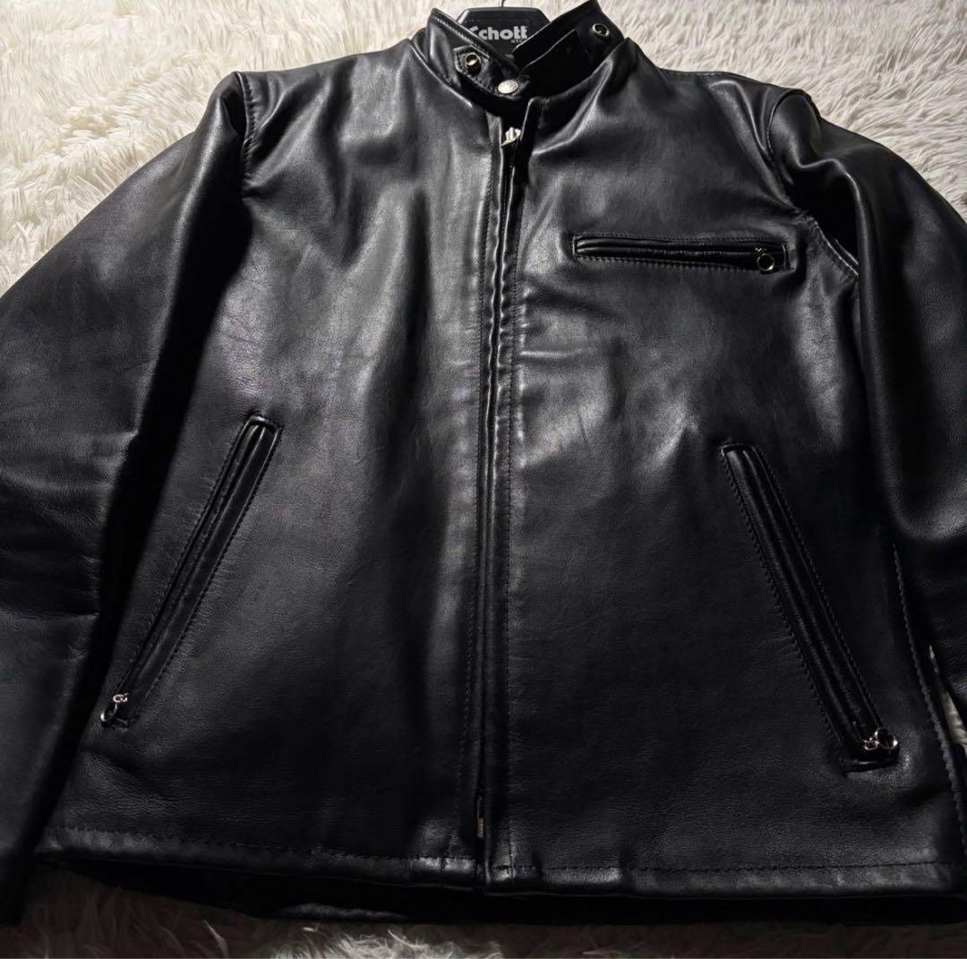 【美品】schott シングルライダースジャケット 641 黒 米国製 本革