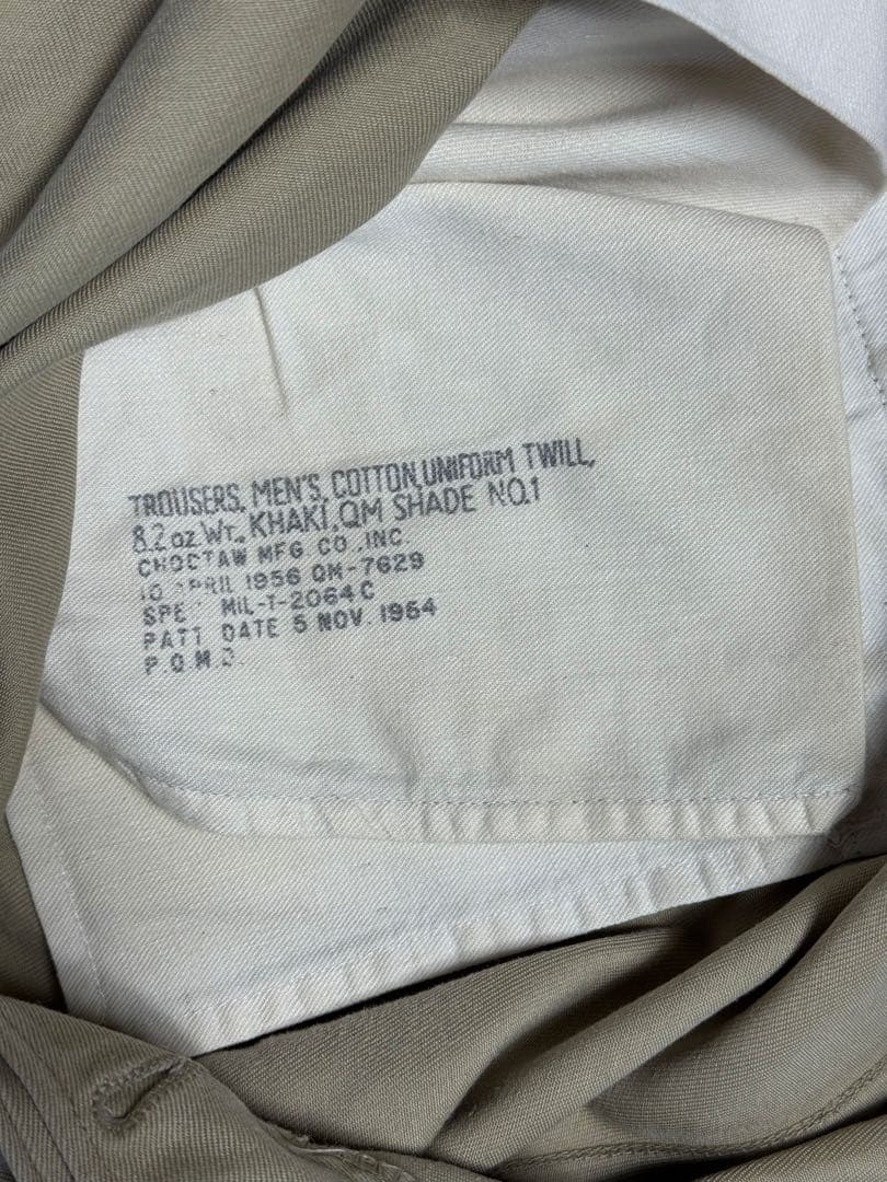 50s U.S.ARMY チノパンツ 尿素ボタン ミリタリー ヴィンテージ