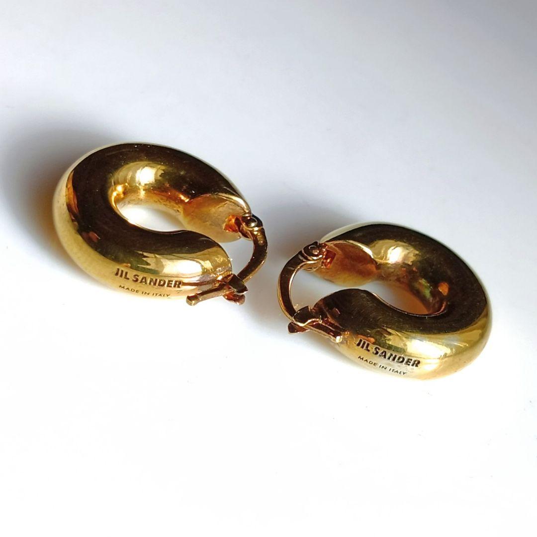 ■24時まで■ジルサンダー ゴールド フープピアス MADE IN ITALY