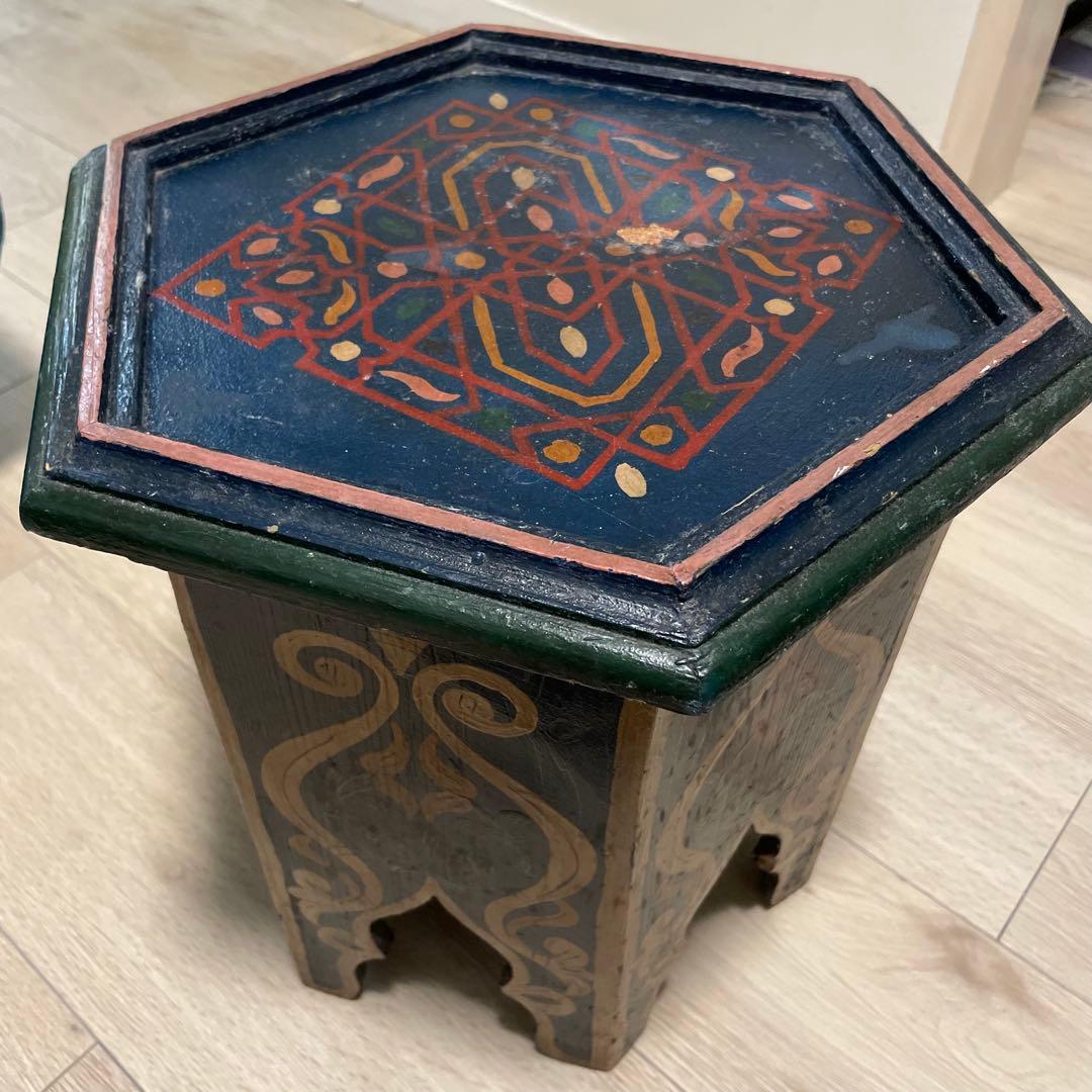 モロッコ　サイドテーブル　青