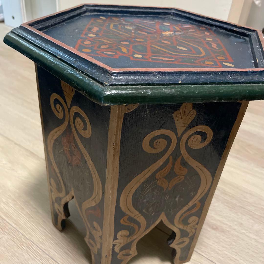 モロッコ　サイドテーブル　青