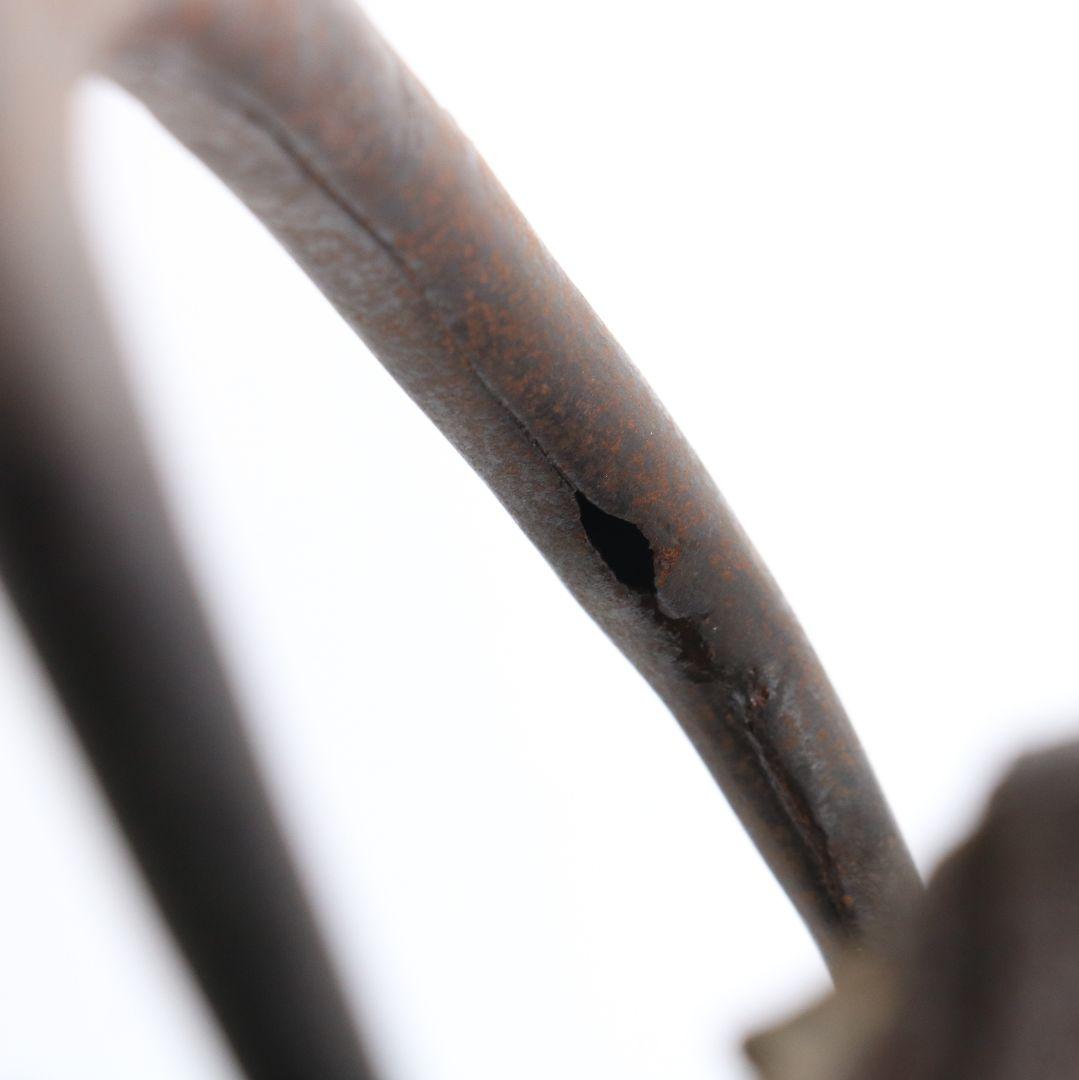 龍文堂名人 上田照房造 宝袋形 鉄瓶 銀象嵌提手 煎茶道具　M589　GK1