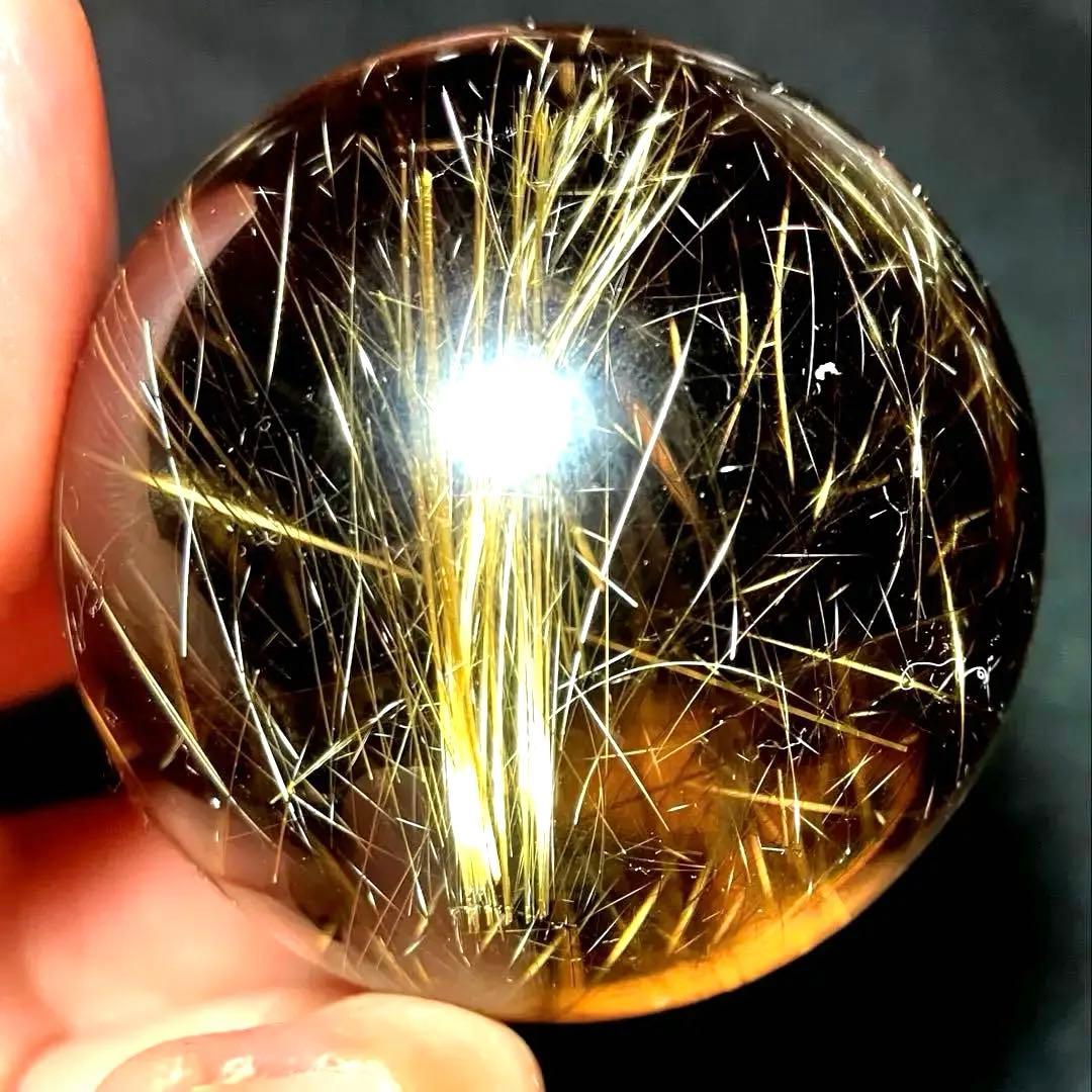 超絶綺麗✨48mm ゴールドルチルクォーツ　丸玉　スフィア　金針水晶