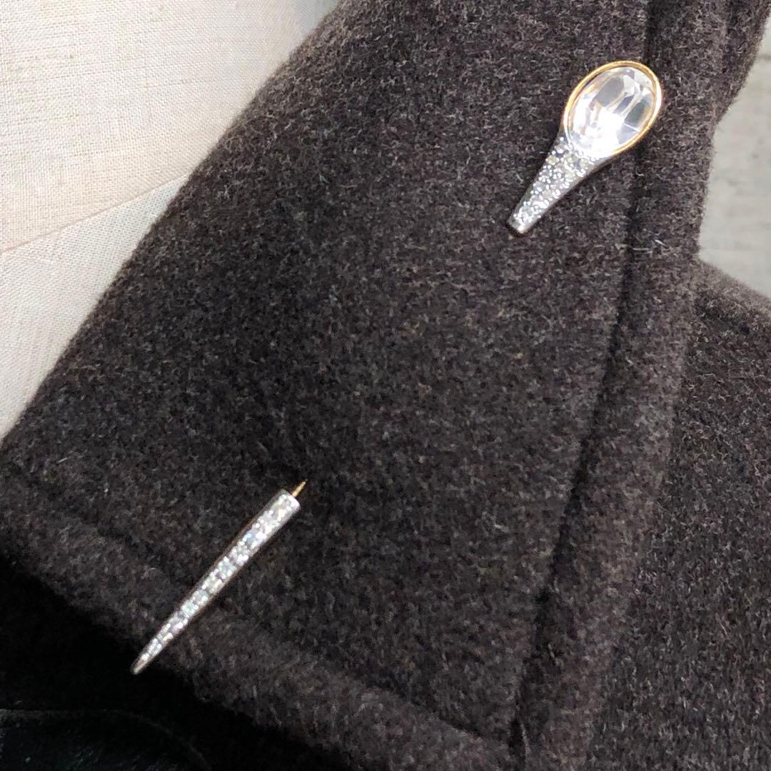 希少 VALENTINO バレンチノ 特大 ラインストーン パール ブローチ