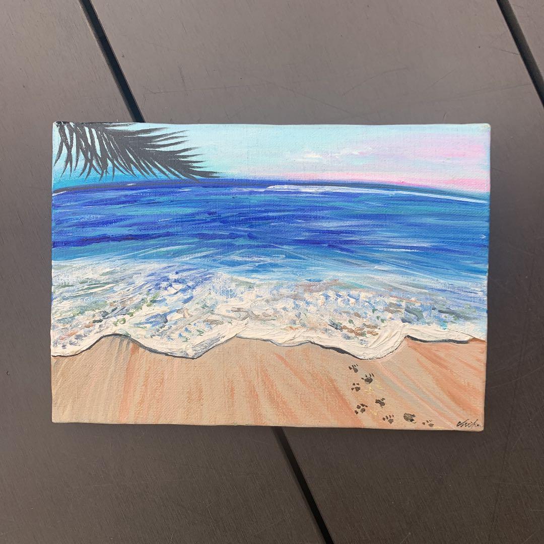 海の絵　ビーチ　ハワイ　絵　油絵キャンパス　絵の具　アート　インテリア　ギフト