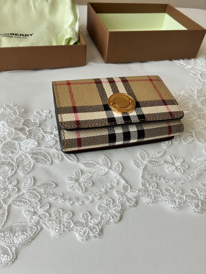 【HARUO】Burberry バーバリー チェック柄 三つ折り財布