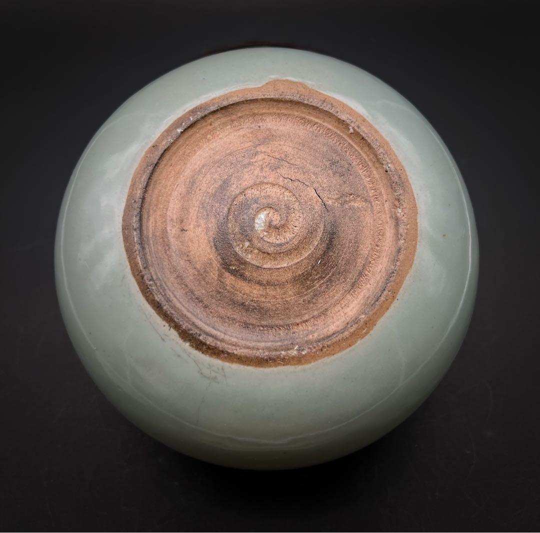 中国美術 古玩 青磁　雙耳お茶入れ　茶道具