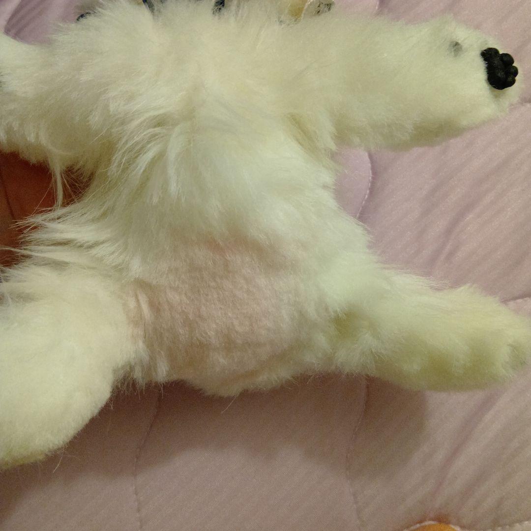 ホワイトぬいぐるみ犬 リボン付き