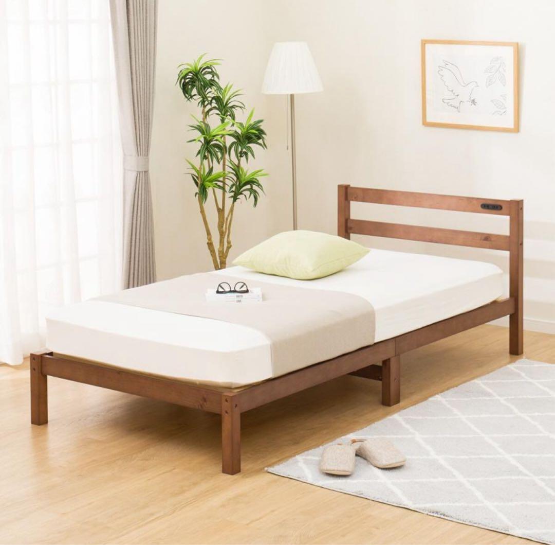 D00新品✨　ニトリ　ベッドフレーム シングル 木製　ミドルブラウン　新生活応援