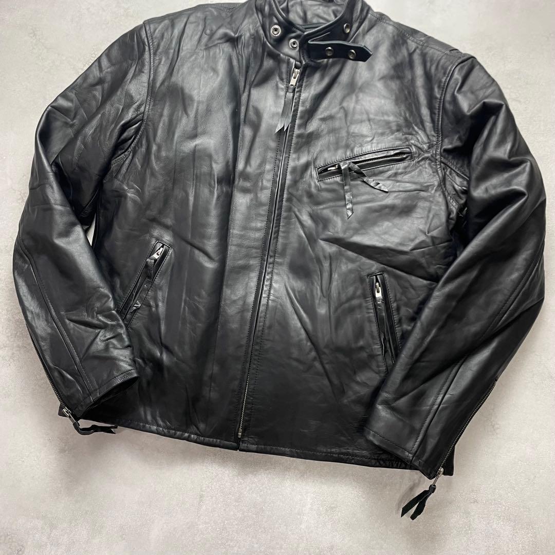 最高級/馬革✨リューグーレザーズ シングルライダース ボアライナー 黒 2XL