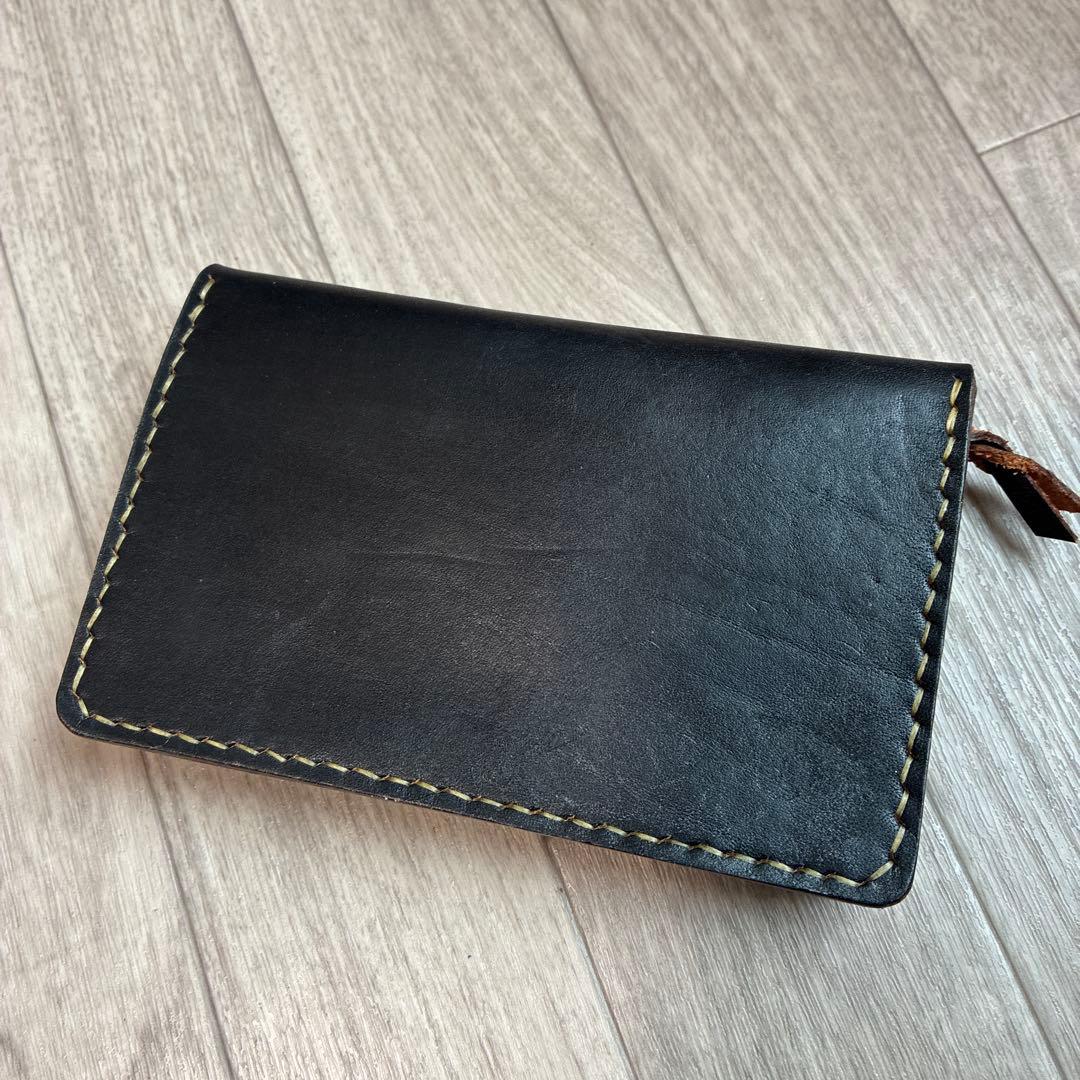 【茶芯ブラック】トラッカーウォレット　ミドル　真鍮　お札を折らずに収納