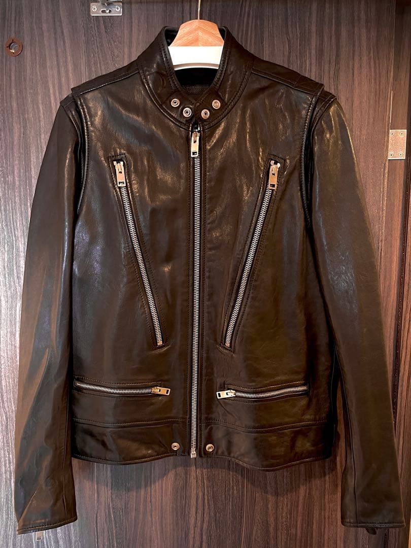 DIESEL ディーゼル 【M】羊革 レザー シングル ライダース ジャケット