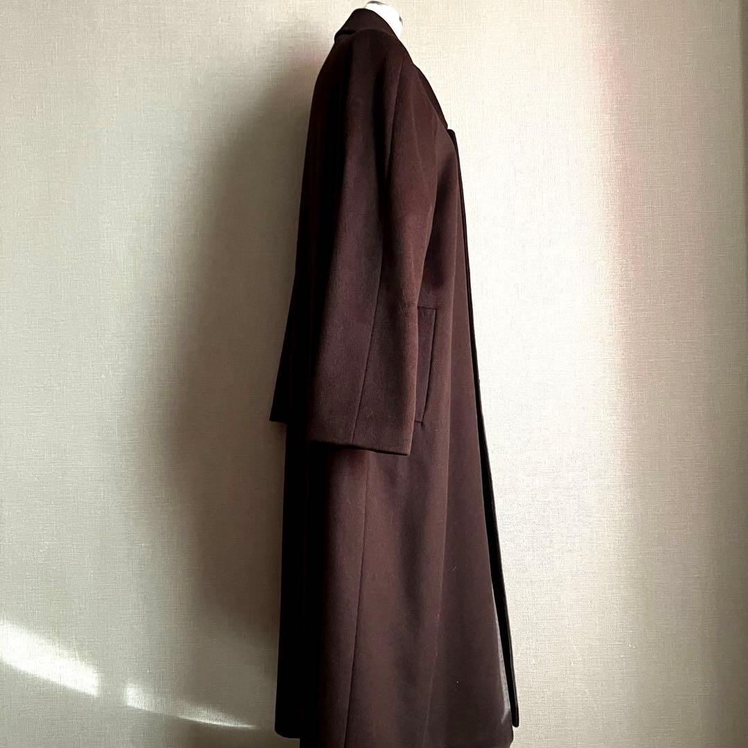 ✨極美品✨BALMAIN カシミヤ混×シルク チェスターコート ロング ブラウン