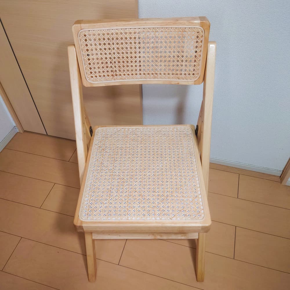 l’m【良品】ラタンチェア　かぎ編みイス　折りたたみ