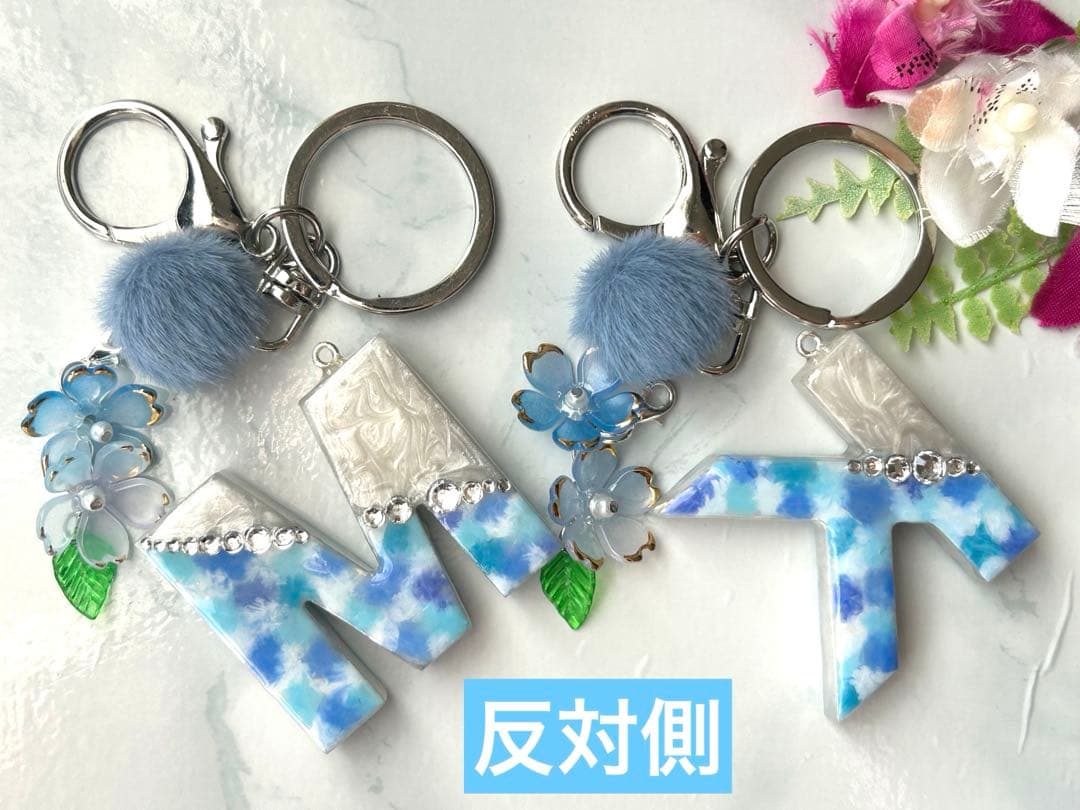 桔梗　イニシャルキーホルダー　16点　ハンドメイド　お花チャーム