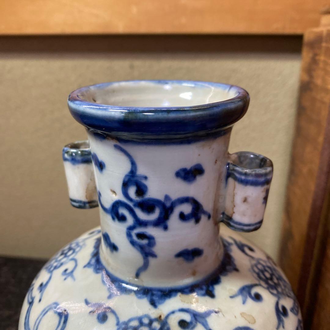 専用　中国古玩　耳付花瓶　17cm9cm