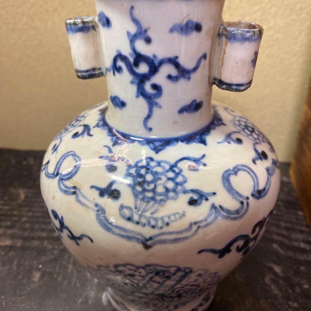 専用　中国古玩　耳付花瓶　17cm9cm