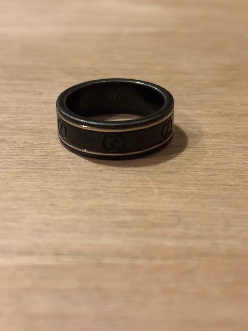 GUCCI K18 シンバウンドブラックコランダム　リング 17号