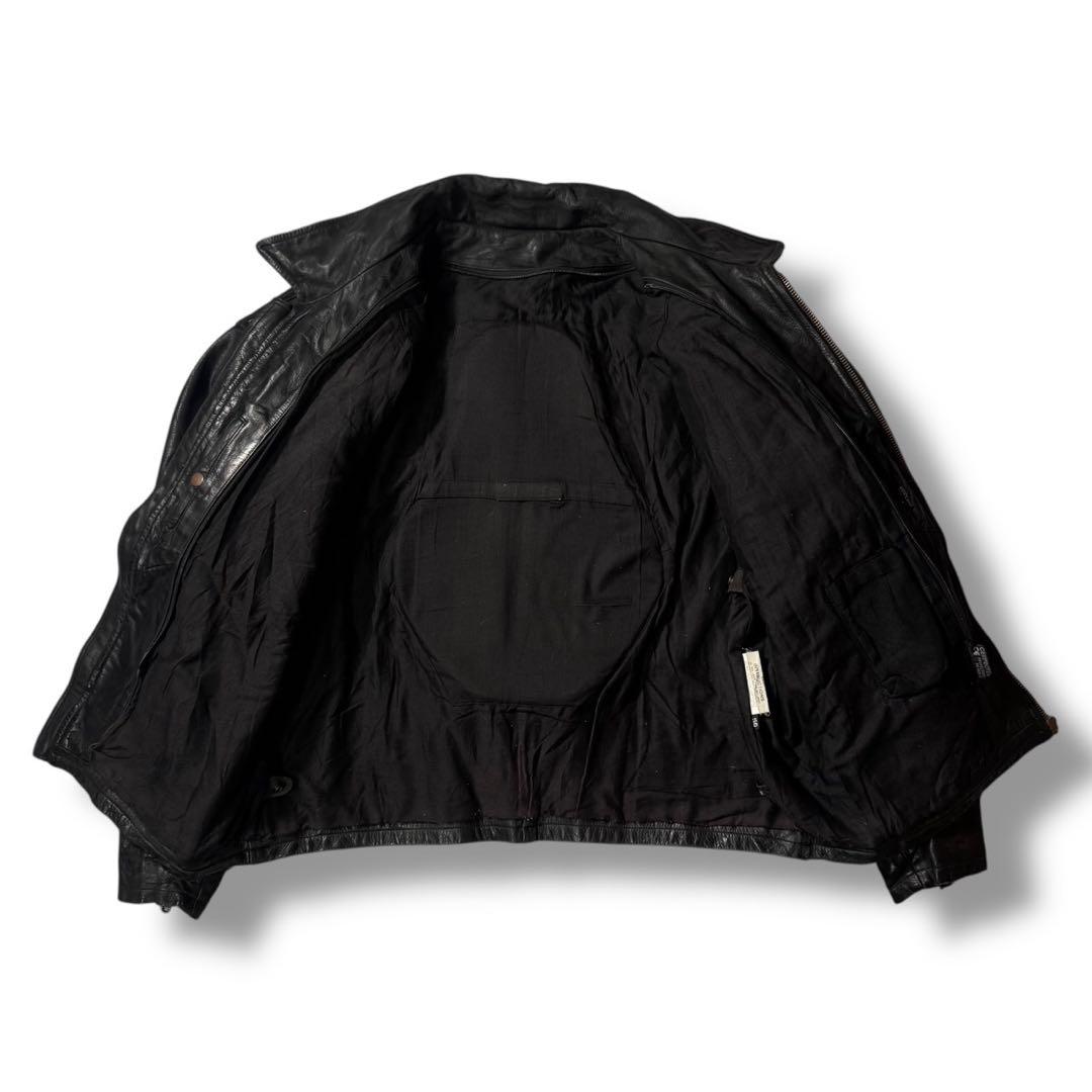 フランス ヴィンテージ バッファローレザー 襟付き シングルライダース ユーロ