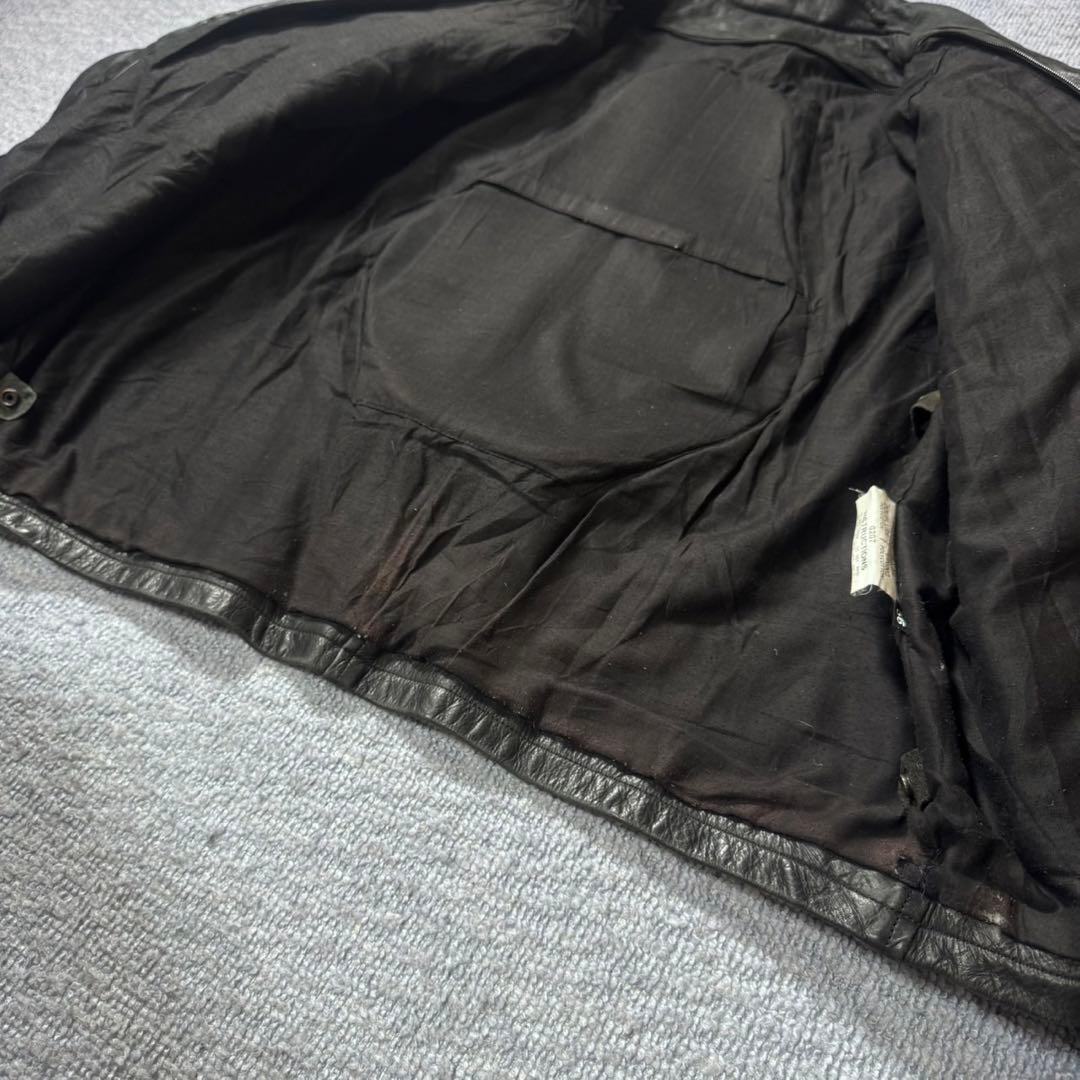 フランス ヴィンテージ バッファローレザー 襟付き シングルライダース ユーロ