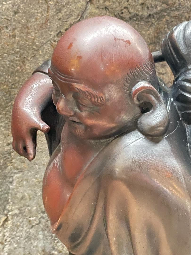 金工師 正之造 古銅 川渡 布袋 立像 七福神 仏像 巨大 縁起物 置物 彫刻