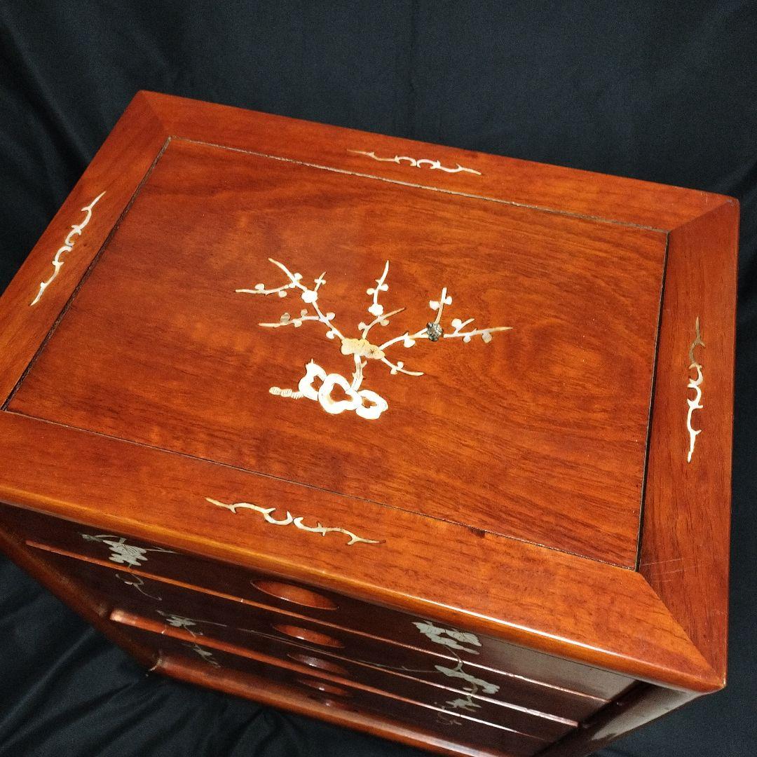 唐木 螺鈿細工 無垢材 アンティーク レトロ 棚 箪笥