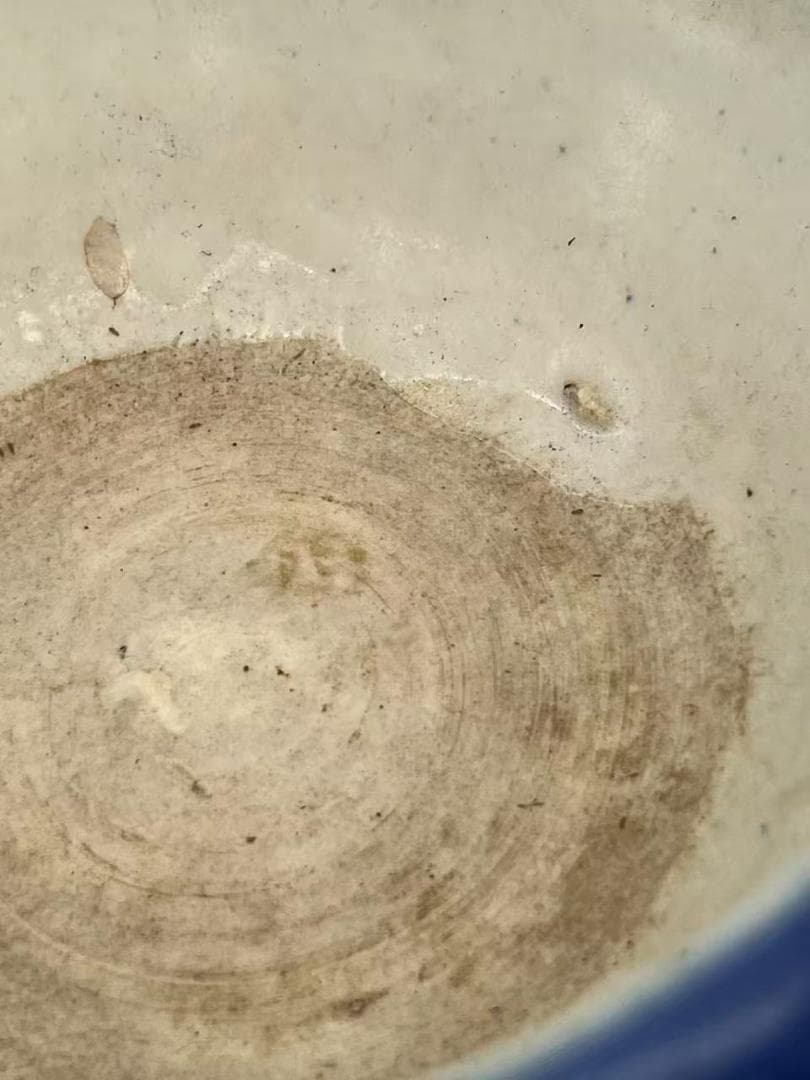 清時代　染付　青花雲龍文水洗　水丞 【旧家蔵出し】 香炉　茶道具(B-78)