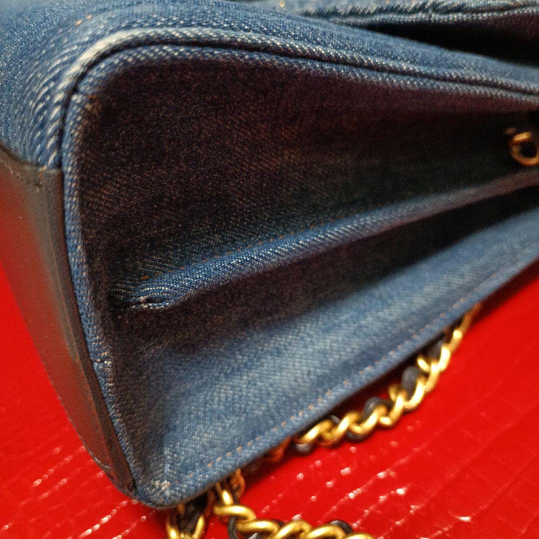 COACH　ショルダーバッグ　花　フラワー　チェーンショルダー　デニム