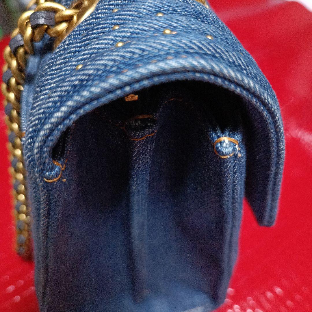 COACH　ショルダーバッグ　花　フラワー　チェーンショルダー　デニム