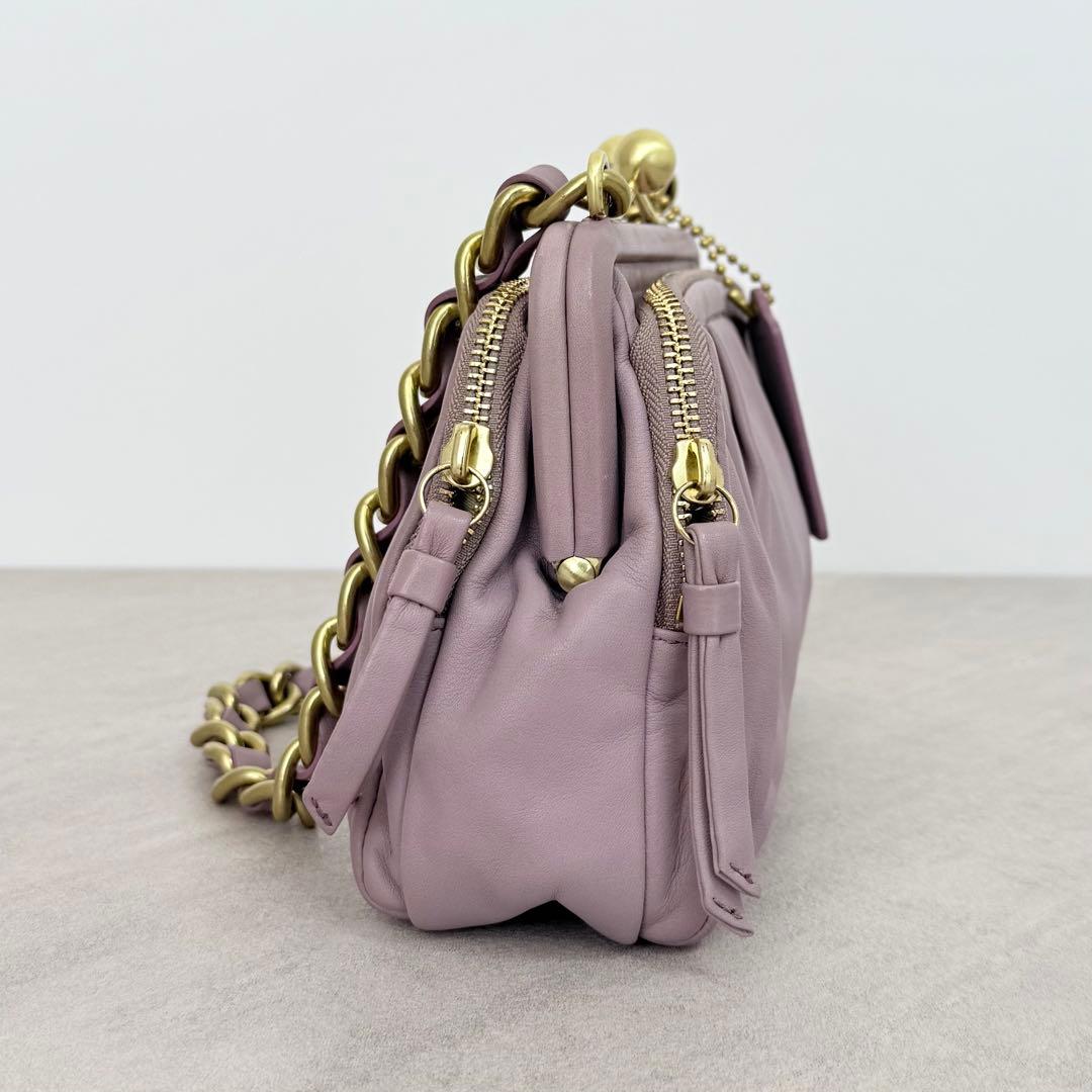 バッグ Coach Parker Leather Kisslock Shoulder