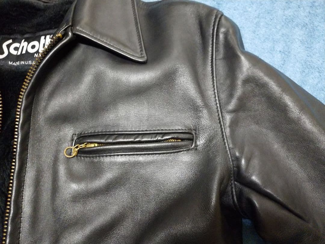 古着 Schott AT101 40 良品 シングル トラッカー ショット 黒