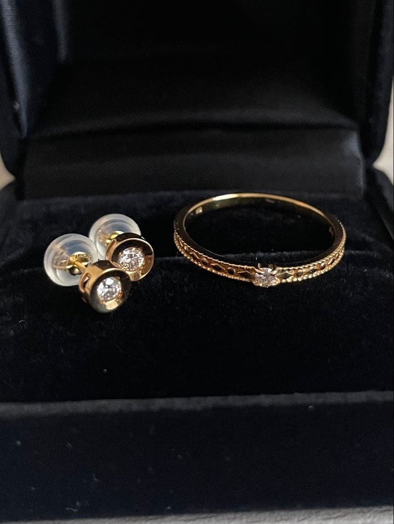 k18 ピアスとリングセット