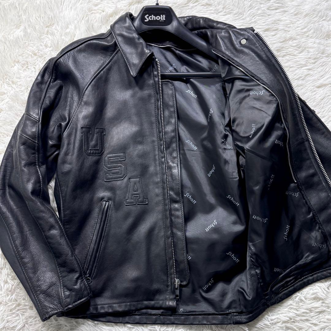 希少モデル✨schott トラッカージャケット　本革　441 黒　38