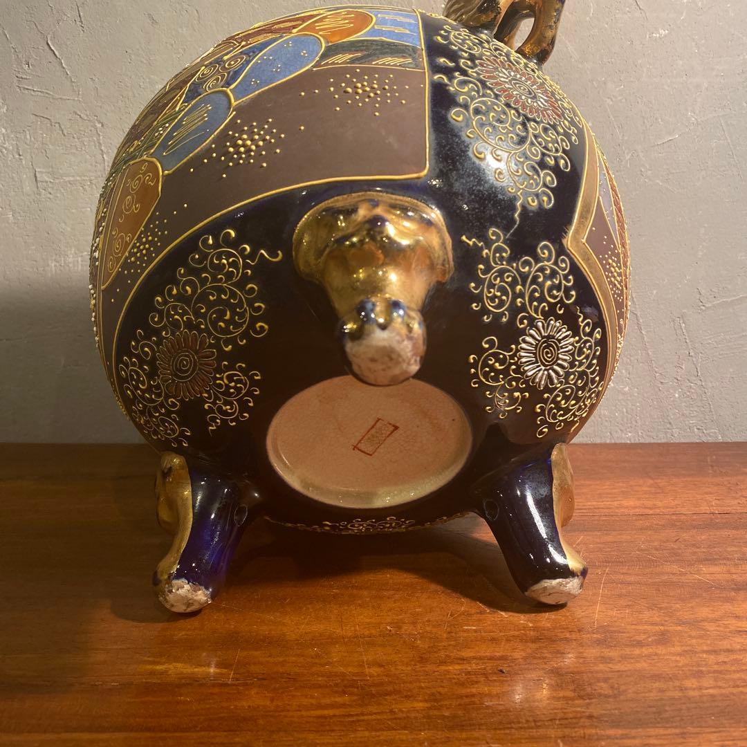 薩摩焼 三つ脚香炉 金襴手 古美術 骨董品 コレクション オブジェ