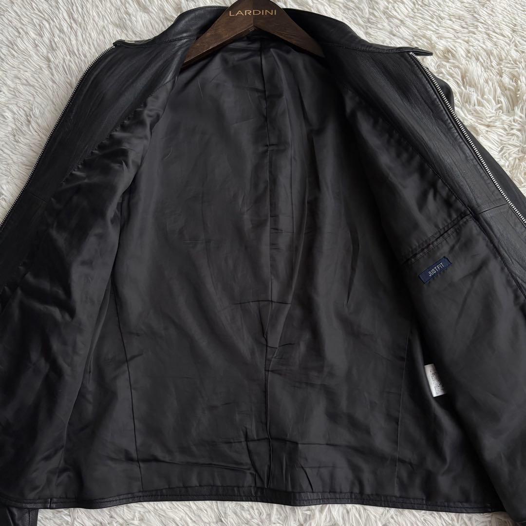 (美品) ユニクロ ラムレザー シングル ライダースジャケット シワ加工