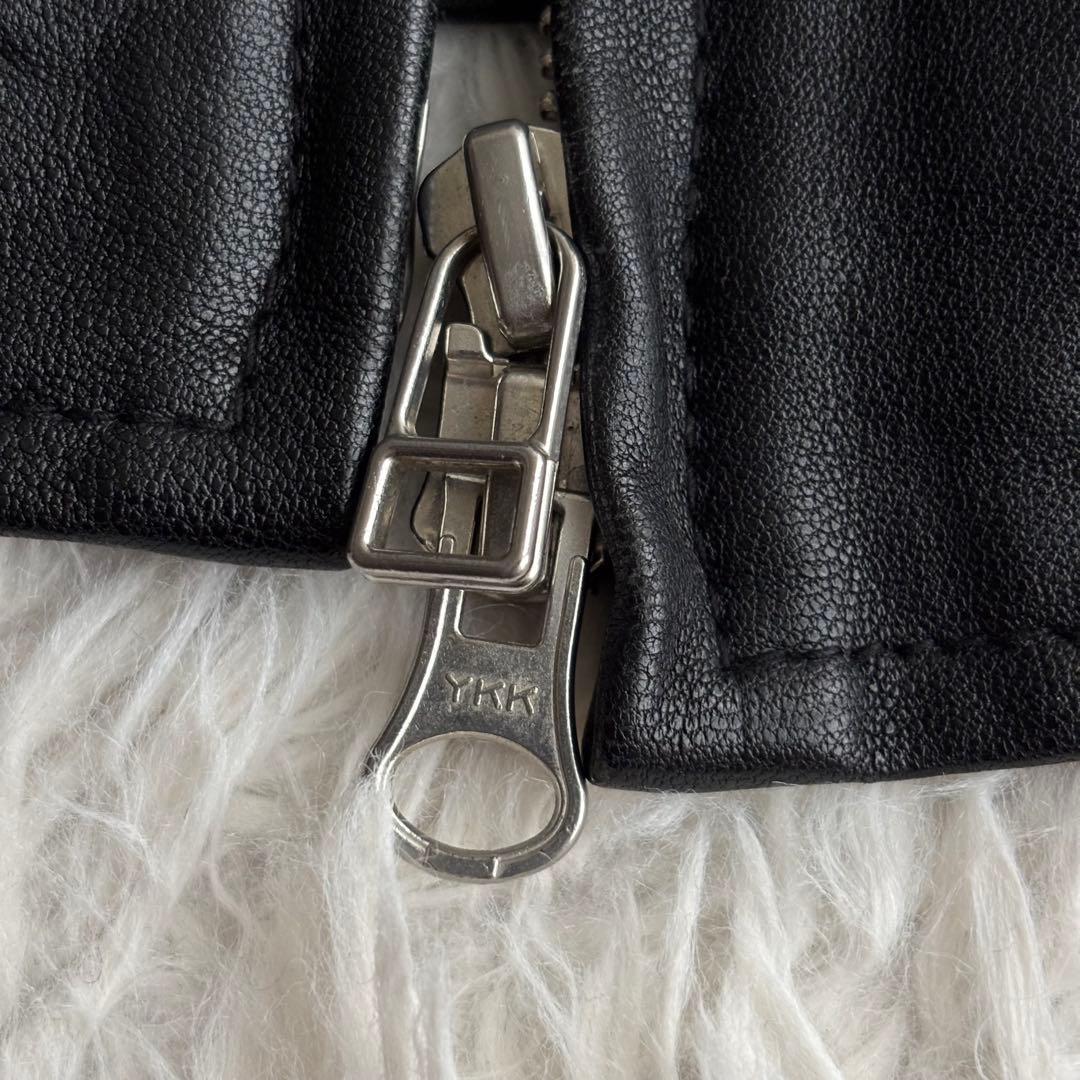 (美品) ユニクロ ラムレザー シングル ライダースジャケット シワ加工