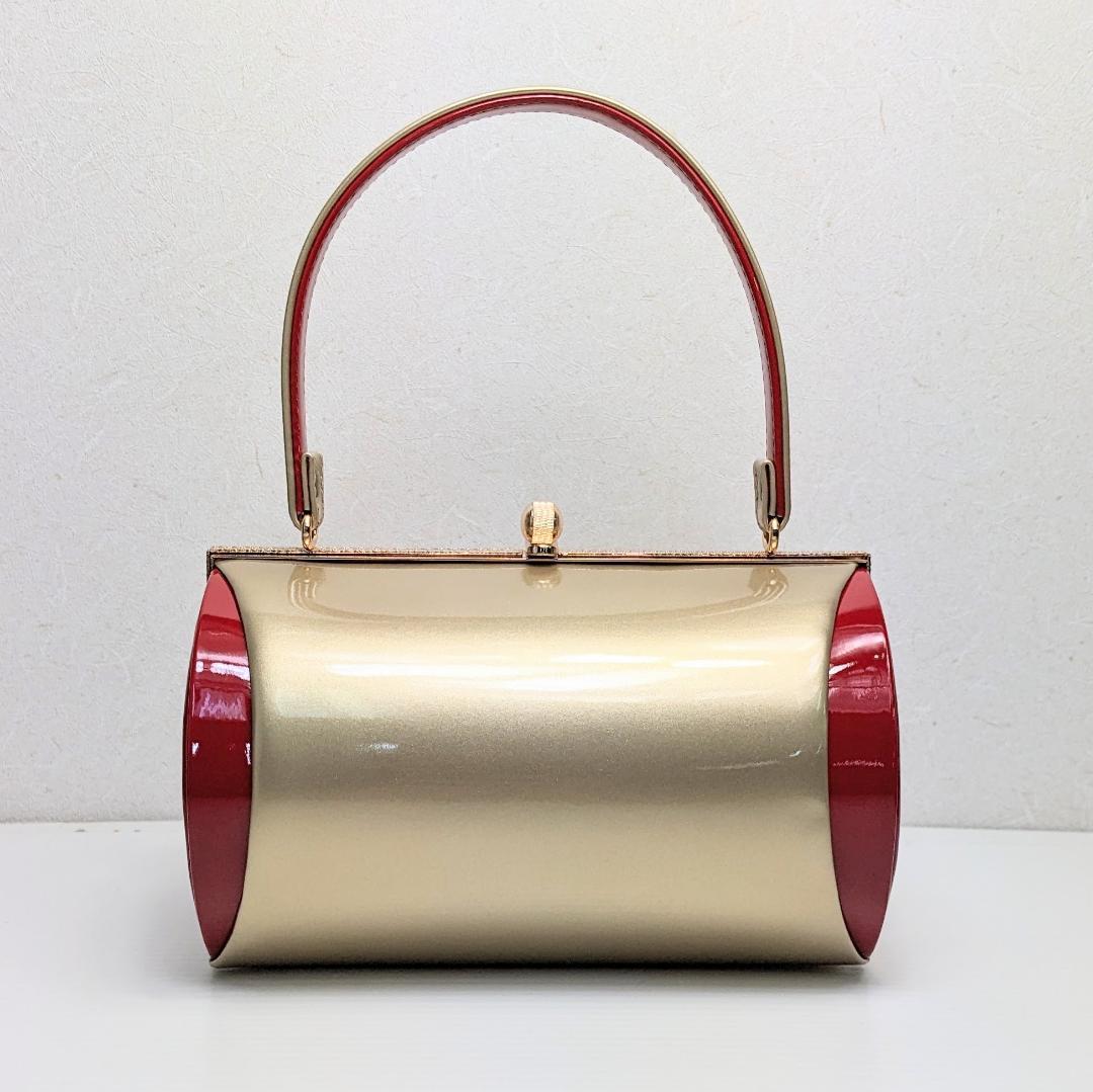 和装 草履バッグセット 振袖用 エナメル ゴールド 赤 フリーサイズ w18-1