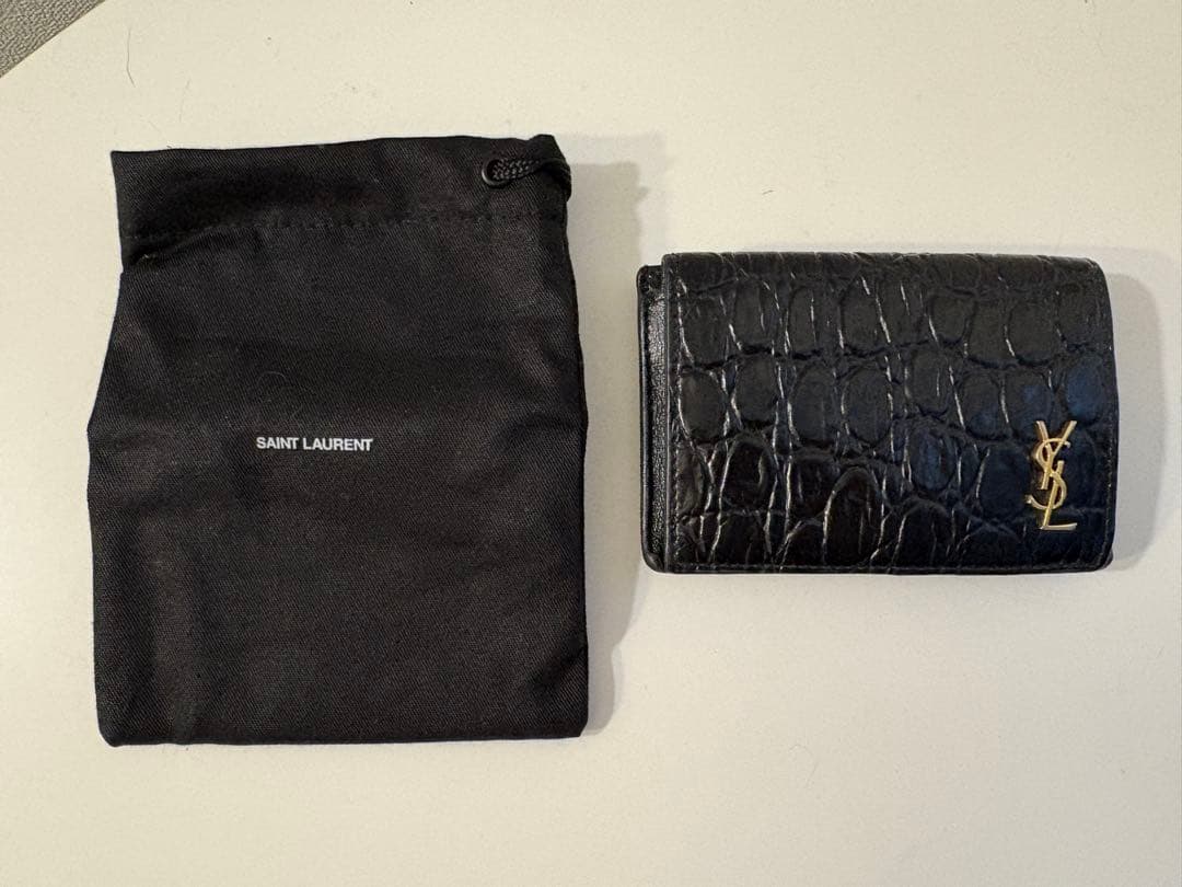 SAINT LAURENT ブラック二つ折り財布 保存袋付き