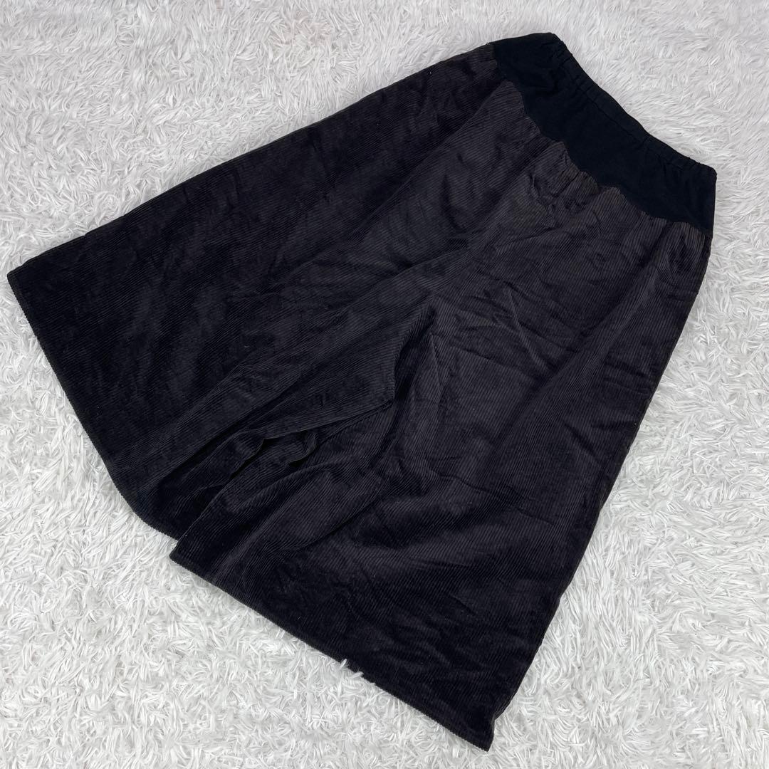 最終価格　ビアズリー コーデュロイ　ウエストリブパンツ　フリー　ブラック