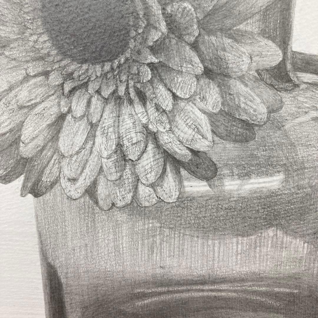 IKEAの花瓶とガーベラの鉛筆画