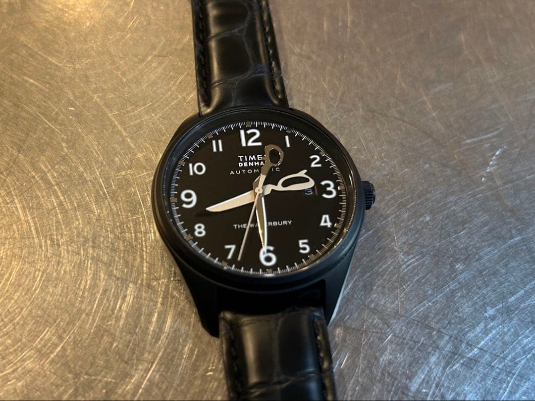 【美品】TIMEX DENHAM 自動巻き腕時計 ブラック