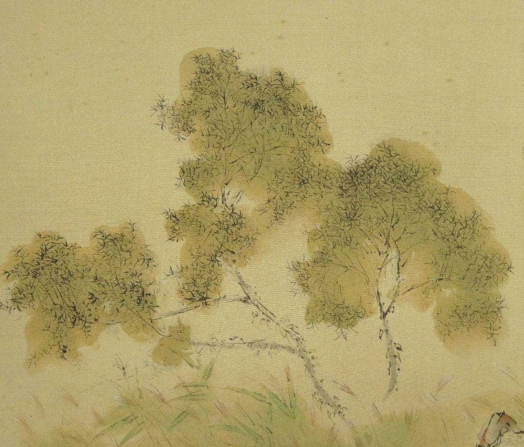 ■巧芸掛軸■　平福百穂『刈草』 箱付 絹本 日本画【師：川端玉章】