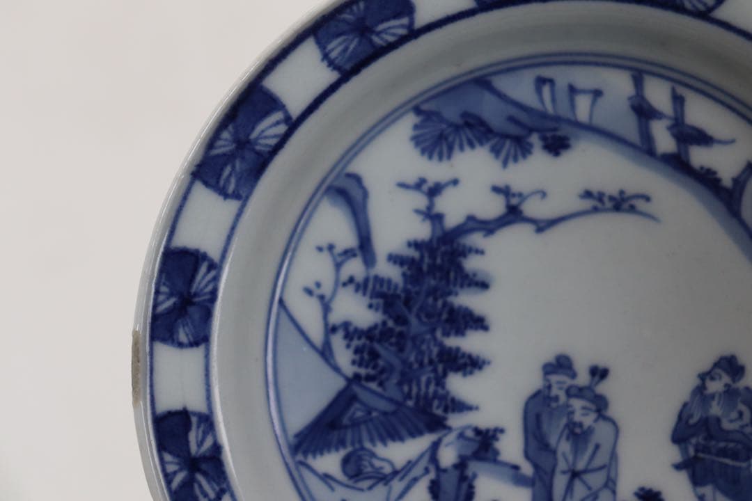 中国　染付　寅生佳器　人物紋小皿2点　送料込み250106