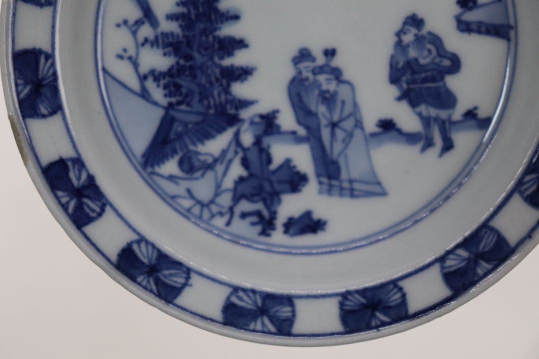 中国　染付　寅生佳器　人物紋小皿2点　送料込み250106