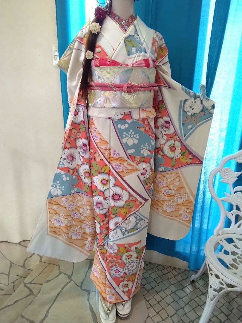 【新春】振袖フルセット、上質正絹振袖成人式、重ね衿、帯揚げ帯締め、西陣袋帯、襦袢