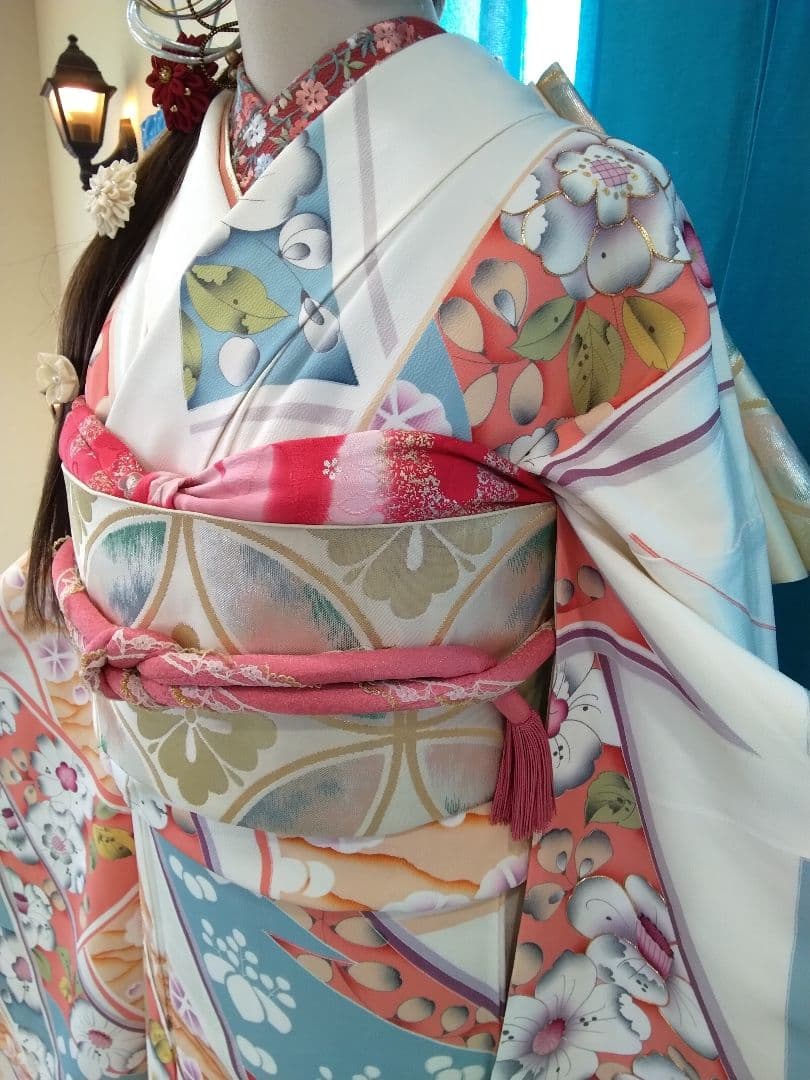 【新春】振袖フルセット、上質正絹振袖成人式、重ね衿、帯揚げ帯締め、西陣袋帯、襦袢