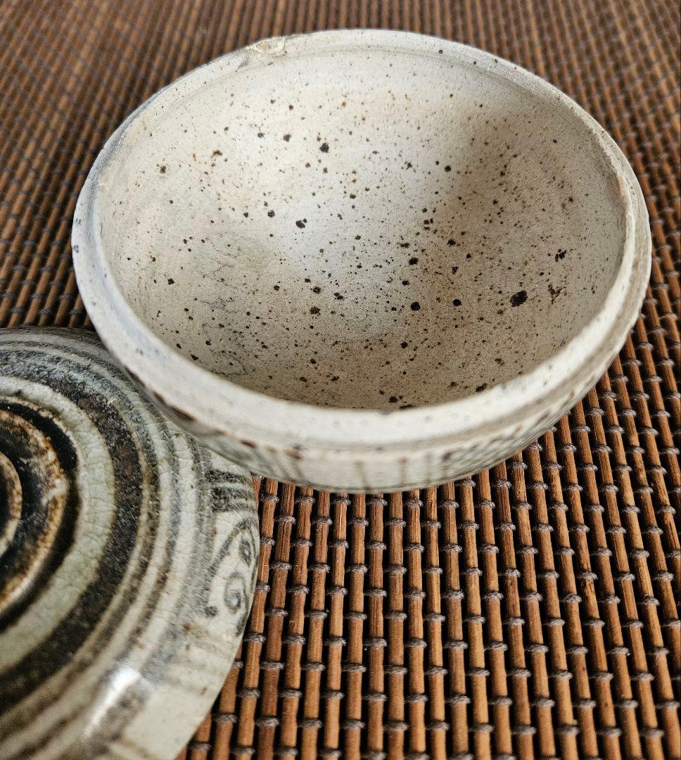 【名品❗】16世紀　タイ古陶磁器　スワンカローク窯　宋胡録　鉄絵　合子　蓋物