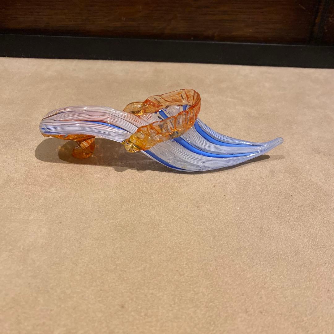 ガラス　の　靴　イタリア　ヴェネチアンガラス　ムラーノガラス　アンティーク　置物