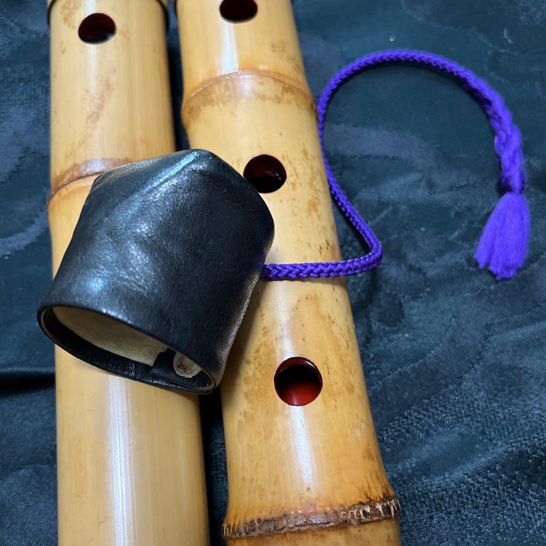 尺八 都山流 深水 一尺八寸管 中継ぎ 銀三線 【音出し確認済み】 状態良好品